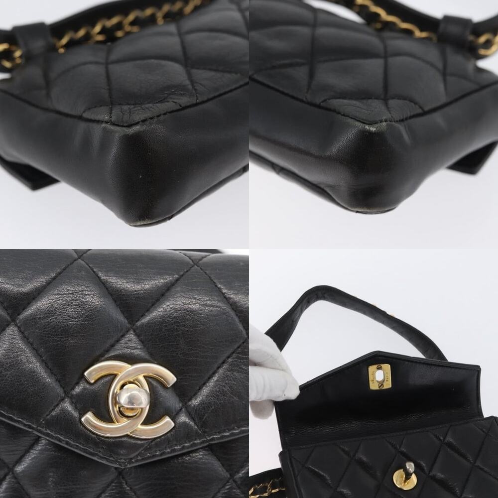 Chanel Matelasse Waist Bag Leather Black Gold CC - Picture 6 of 8